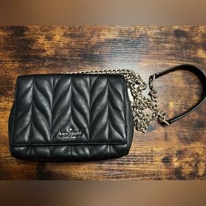 Kate Spade Emelyn Briar Lane Gold Chain Purse Black Quilted Leather Zip